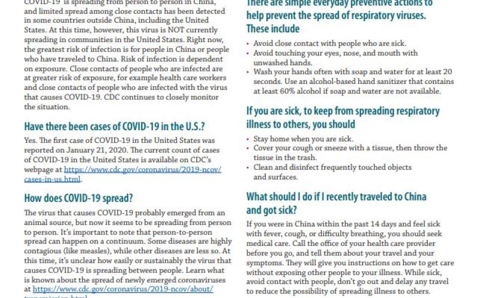 COVID-19 Information by CDC