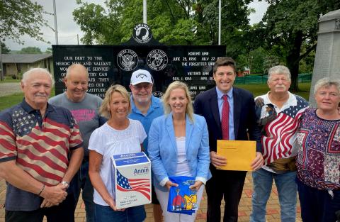 Steil Presents Flag to Brighton Veterans Memorial 