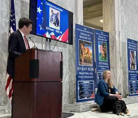 Rep. Steil presents distinguished service medal to St. Francis K9 officer Bane