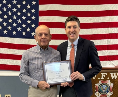 Sergeant Al Pacheco presented with the First Congressional District’s 2023 Veteran of the Year Award